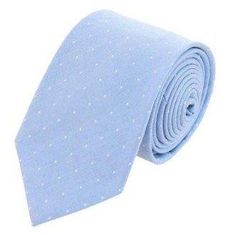 Trafalgar Store Churchill Chambray Polka Dot Linen Blend Necktie in Light Blue With Polka Dots at Nordstrom