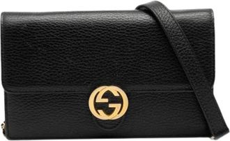 Gucci Pre-owned Interlocking G Dollar Portemonnee aan ketting - Dames - Vintage Accessoires - Zwart - ONE Size - Leer - Vintage