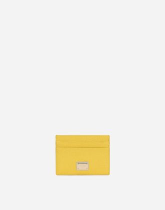 Dolce & Gabbana Dauphine Calfskin Card Holder - Woman Wallets And Small Leather Goods Yellow Leather Onesize