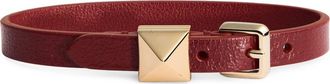 Valentino Garavani Leather Rockstud Bracelet in Red at Nordstrom