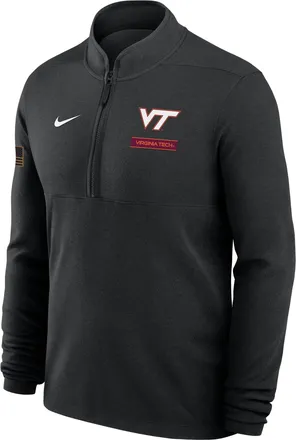Nike Virginia Tech 2026 Military Appreciation Stride Nike Mens Dri-FIT College 1/2-Zip Long-Sleeve Top in Black | IV8412-010