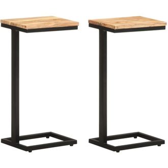 vidaXL Vidaxl - Mesitas Auxiliares 2 Uds Madera Mango Maciza 31,5x24,5x64,5 Cm