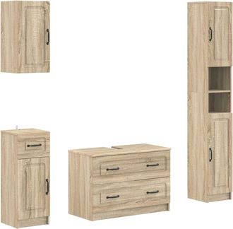 vidaXL Juego De Armarios De Ba&ntilde;o De 4 Piezas Utrecht Roble Sonoma Vidaxl