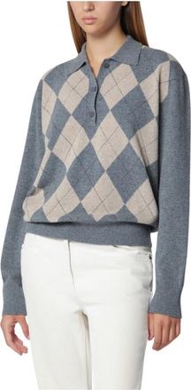 R&oacute;he Argyle Mouline Polo - Dames - V-hals truien - Grijs - 2XS - Wol - Truien & Vesten