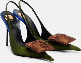 Saint Laurent Amalia 110 cr&ecirc;pe satin slingback pumps