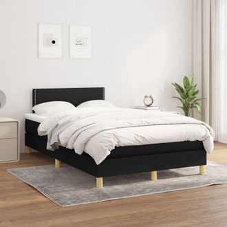 vidaXL Vidaxl - Cama Box Spring Con Colch&oacute;n Tela Negro 120x200 Cm