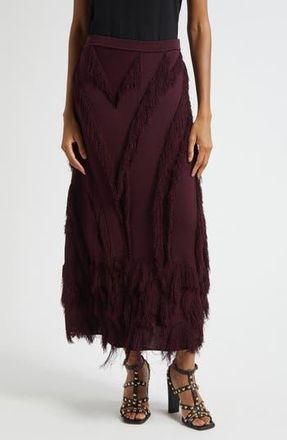 Ulla Johnson Astri Fringe Detail Knit Maxi Skirt in Mahogany at Nordstrom Rack, Size Medium