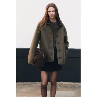 Mango imitatieleren jas donkergroen