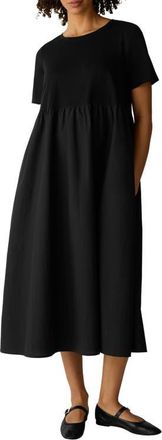 Eileen Fisher Sleeveless Organic Cotton Knit Midi Dress in Black at Nordstrom, Size Xx-Small