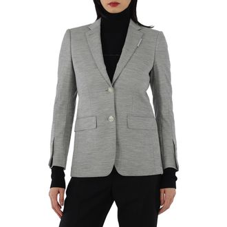 Burberry Grey Taupe Melange Technical Wool Jersey Blazer, Brand Size 2 (US Size 0)