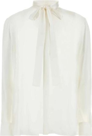 Dolce & Gabbana Overhemden, Dames, Wit, XS, Witte zijden overhemd