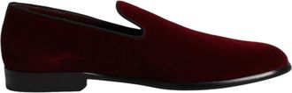 Dolce & Gabbana Rode Katoenen Fluwelen Instappers Formele Schoenen