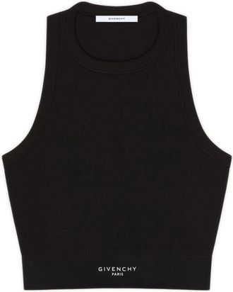 Givenchy Tops, Dames, Zwart, S, Katoen, Cropped tanktop met band