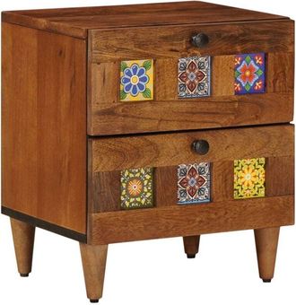 vidaXL Armario De Noche Marr&oacute;n 40 X 33 X 46 Cm Madera De Mango Maciza Vidaxl