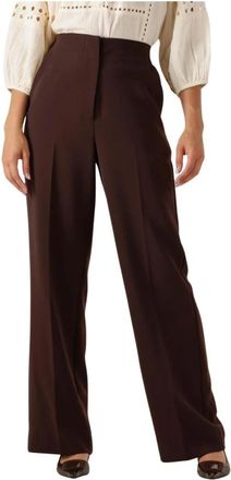 Second Female Klassieke Broek voor Stijlvolle Herfst/Winter - Dames - Wijde Broeken - Bruin - S - Broeken
