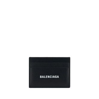 Balenciaga Wallets & Cardholders, male, Black, ONE SIZE, Leather Card Holder with Brand Monogram