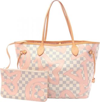 Louis Vuitton Damier Azur Pink White Coated Canvas Leather Handbag Tote Bag (Pre-Owned)