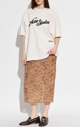 Acne Studios T-shirt With Embroidered Logo, Womens, Pink