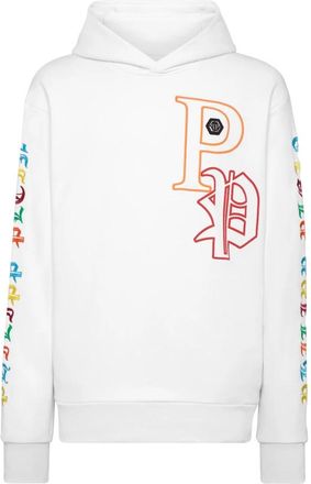 Philipp Plein Hooded Sweatshirt Gothic - unisex - Hoodies - Wit - 3XL - Katoen - Hoodies & sweatvesten