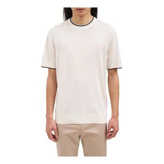 Paolo Pecora Round-neck Knitwear, male, White, Size: S Maglia Girocollo IN Seta
