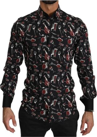 Dolce & Gabbana Gold Musical Instrument Slim Fit Shirt - Heren - Casual Overhemden - Veelkleurig - 4XL - Katoen - Overhemden