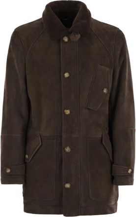 Brunello Cucinelli Korte Shearling Jas - Dames - Zomerjassen - Bruin - M - Su&egrave;de - Jassen
