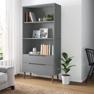 Berkfield Home Bookcase MOLDE Grey 85x35x170, 5 cm Solid Wood Pine