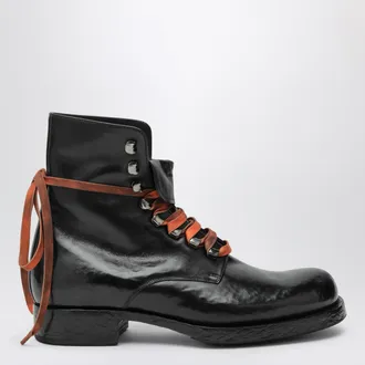 Prada Stivaletti stringati neri in pelle