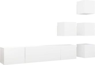 vidaXL Set De Muebles De Sal&oacute;n Tv 6 Piezas Madera De Ingenier&iacute;a Blanco Vidaxl