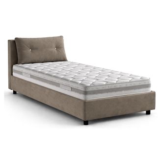 Dmora Dmora - Cama Individual Daasba, Cama Contenedor Con Revestimiento De Tela, 100% Made In Italy, Apertura Frontal, Con Colch&oacute;n 80x190 Cm Incluido, T&oacute;rto
