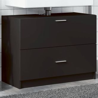 Berkfield Home Sink Cabinet Black 78x37x59 cm Engineered Wood | Size: 78 x 37 x 59 cm