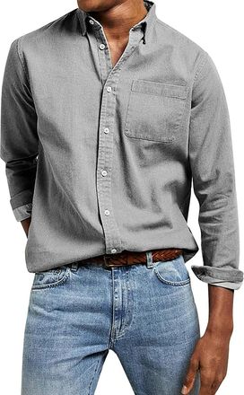 Generic Mens Dress Shirts Long Sleeve Casual Button Down Shirt Wrinkle-Free Western Untucked Business Office Work Formal Button Up Tshirt Spring Summer Plain 