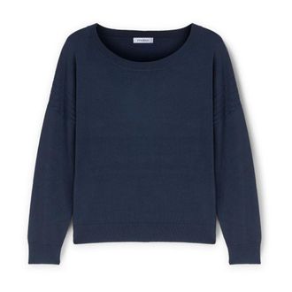 Motivi Oversized viscose trui - Dames - Ronde hals truien - Blauw - XS - Nylon - Truien & Vesten