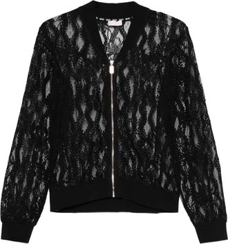 Liu Jo lace-panel zip-front cardigan - Blue