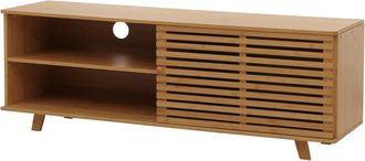 Hhg Non Utilizzato] Porta Tv In Bamb&ugrave; Hhg 585, Cassettiera Tavolino Tv, Vani Portaoggetti Certificati Mvg 50x140x40cm