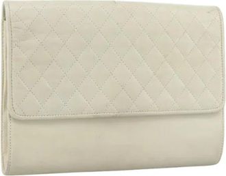 Saint Laurent Pre-owned Leather clutches - Dames - Vintage Clutch - Beige - ONE Size - Leer - Vintage