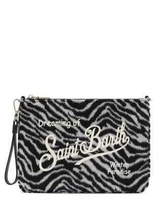 MC2 Saint Barth zebra-print embroidered shoulder bag - women - Polyester - One Size - Black