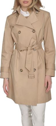 Cole Haan Water Resistant Trench Coat with Removable Hood in Khaki at Nordstrom, Size X-Small
