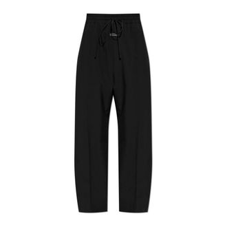 Fear of God Wide Trousers, male, Black, Size: XS Cotton Wool Oxford Wide Leg Drawstring Pants