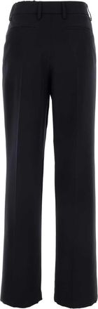 Prada Womens Wool-Blend Gabardine Trousers Black Cristallo Ottone