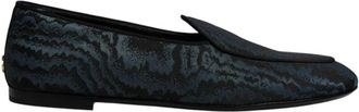 Dolce & Gabbana Blauw en Zwart Loafer Slipon - Heren - Loafers - Blauw - 41 1/2 EU - Polyester - Schoenen