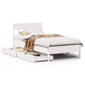 Berkfield Home Bed Frame Frame White 75x190 cm Small Single Solid Wood Pine