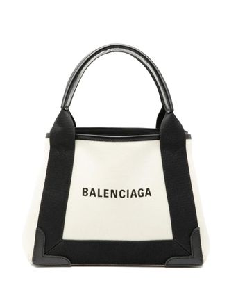 Balenciaga 2021 Canvas Navy Cabas XS satchel - unisex - Canvas - One Size - White