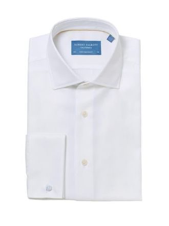 Robert Talbott Reynolds French Cuff Herringbone Contemporary Fit Shirt in White at Nordstrom, Size 15