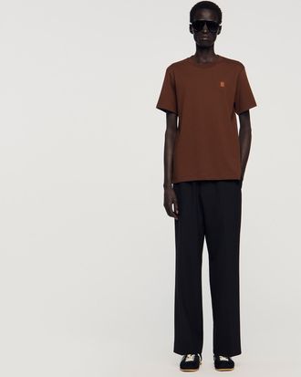 Sandro Leather logo T-shirt