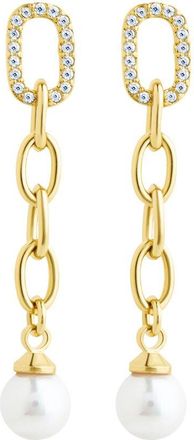 Sterling Forever 14K Gold Cz Daphne Chain Drop Stud Earrings