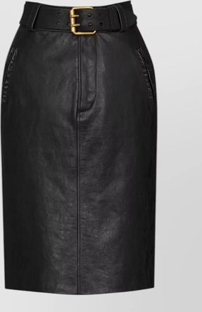 Saint Laurent pencil skirt leather waist belt pockets