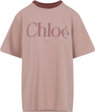 Chloé Pink Crewneck Logo T-Shirt