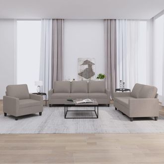 vidaXL Juego De Sof&aacute;s Con Cojines 3 Piezas Tela Gris Taupe Vidaxl