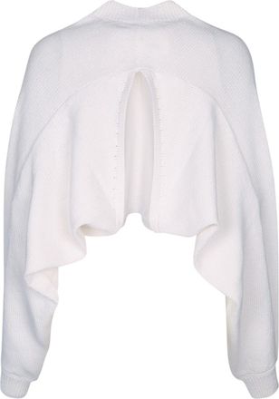 Alaia Womens Batwing Jumper White Ribbed Knit